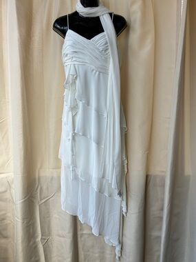 Vintage Y2K Jessica McClintock Bridal Chiffon Coquette Fairy Asymmetrical Dress